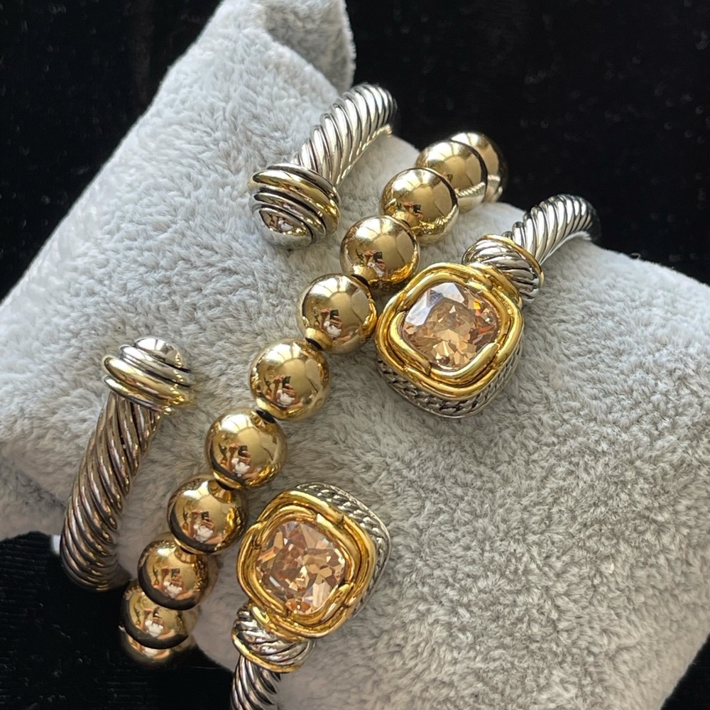 Cable bracelets fashion  stackable 18 karat beaded